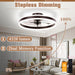 Low Profile Ceiling Fans with Lights and Remote, 19.7In Flush Mount Ceiling Fans with Light, 3000K-6500K Dimmable Fandelier LED Fan Light, Brown Bladeless Ceiling Fans with Lights for Bedroom