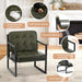 Green Full Grain Leather Upholstered Accent Armchairs
