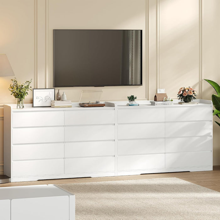 White Dresser for Bedroom, 8 Drawer Dresser Chests of Drawers