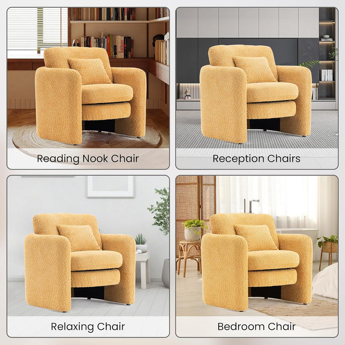 Oversized Chair for Living Room, Comfy Reading Chairs for Adults, 35.04'' Wide Single Sofa Accent Chair, Modern Chenille Large Armchair for Bedroom, Yellow