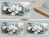 Magnolia Wall Art Framed Canvas Wall Decor Living Room, White Floral Picture Wall Decor Teal Painting Flower Textured Artwork for Bedroom Dining Room Home Office 40"X20"