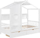 White Twin HouseShaped Bed Frame With StorageSpace