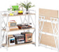 No Assembly Wide Folding Bookshelf, 34" H X 30.9" W, 3 Tier Foldable Book Shelf Industrial Bookcase, Vintage Collapsible Storage Shelves for Home Office Living Room Bedroom, Light Oak White