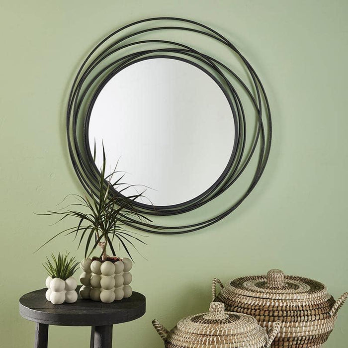 Large Black Circle Mirror for Wall Decor