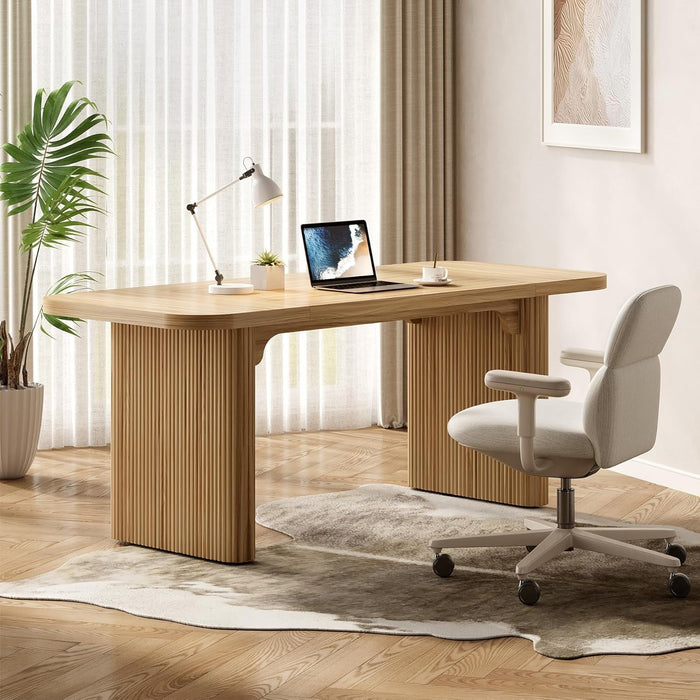 62 - Inch Home Office Computer Desk, Large Writing Desk with Textured Double Base, 5 Ft Conference Meeting Seminar Table for Office - ShipItFurniture