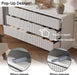 55" Wide Modern Curved 6 Drawer Dresser，White