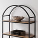 Nathan James Haven Etagere Bookshelf, 5-Shelf Bookcase in Oak Wood and Black Metal Frame with Arch Top and Open Shelves, Oak/Black, Set of 2