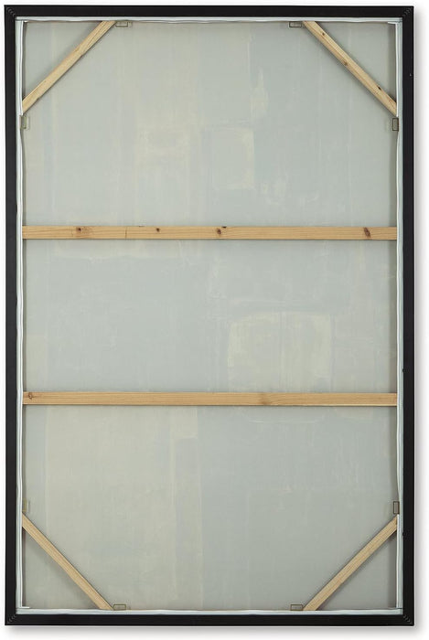 Howford Contemporary Rectangular Abstract Framed Hand-Painted Wall Art 48 X 72 Inches, Black & Gray