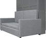 Full Size Murphy Bed, Wooden Full Murphy Bed with Cushion, Wall Bed with Sofa for Home Office or Small Room, Gray