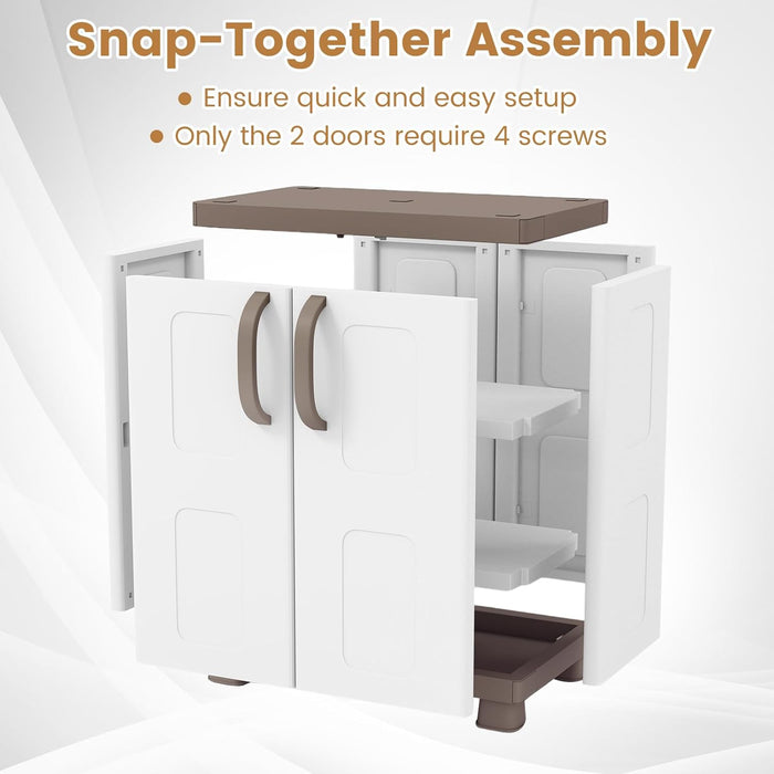White Plastic Storage Cabinet With Adjustable Shelves