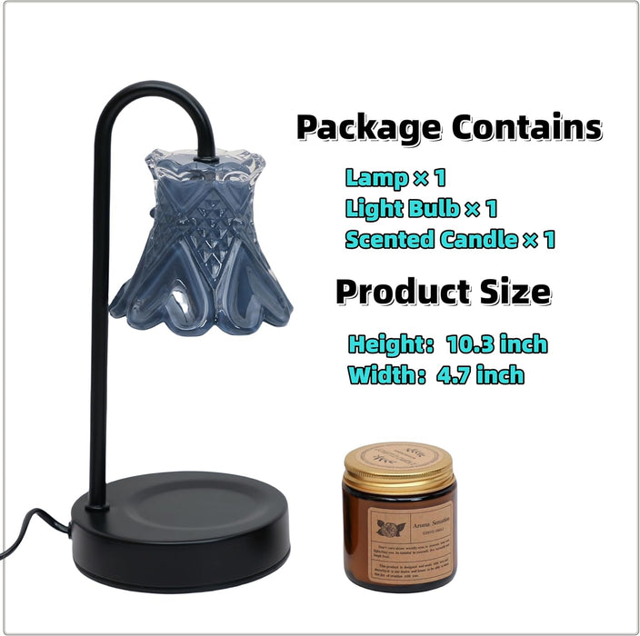 Candle Warmer Lamp with Dimmable, Blue Flower Lampshade Birthday Gifts for Women Mom, House Warming Gifts New Home Decor, Wax Melt Warmer for Jar Candles （Including Candles and Bulbs）