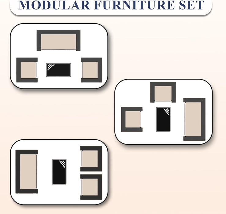 4 Pieces Patio Conversation Set Outdoor Rattan Patio Furniture Set Wicker Chairs with Soft Cushion and Glass Table for Patio, Backyard, Porch, Poolside(Sand)
