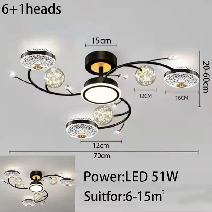 2024 New Crystal Living Room Ceiling Light Modern Intelligent LED Bedroom Restaurant Apartment Interior Decoration Light