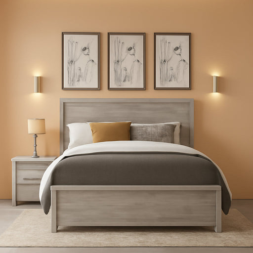Signature Design by Ashley Jonnifer Queen Panel Bed Frame, Light Gray Bedroom Furniture with Panel Headboard, Engineered Wood and Decorative Laminate, Relaxed Casual Style