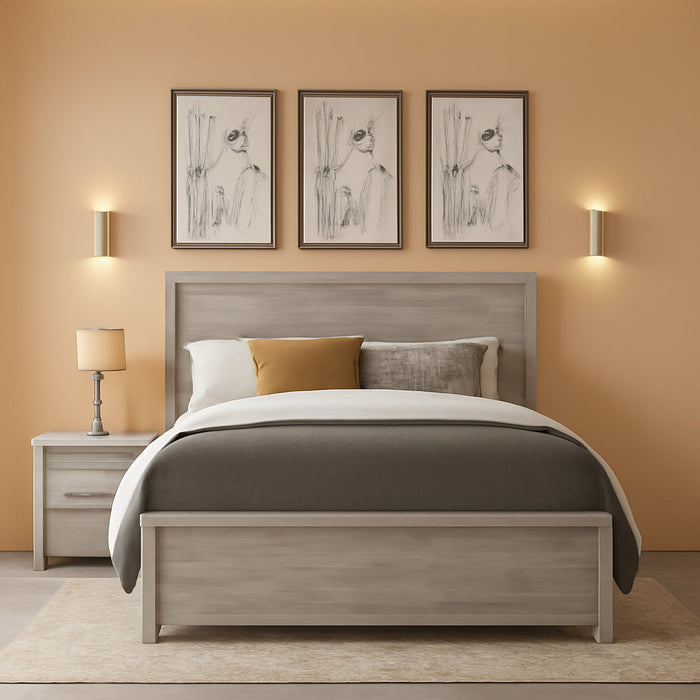 Signature Design by Ashley Jonnifer Queen Panel Bed Frame, Light Gray Bedroom Furniture with Panel Headboard, Engineered Wood and Decorative Laminate, Relaxed Casual Style