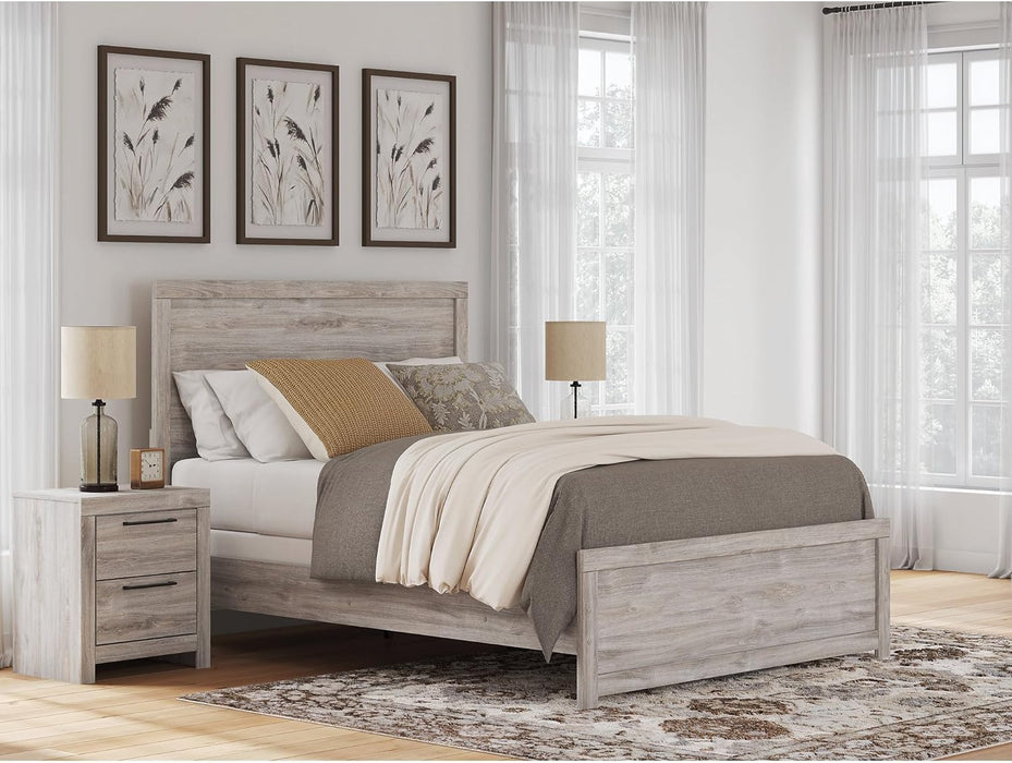 Signature Design by Ashley Jonnifer Queen Panel Bed Frame, Light Gray Bedroom Furniture with Panel Headboard, Engineered Wood and Decorative Laminate, Relaxed Casual Style