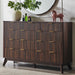 54" Wide Fluted 9 Drawer Dresser for Bedroom, Dark Walnut