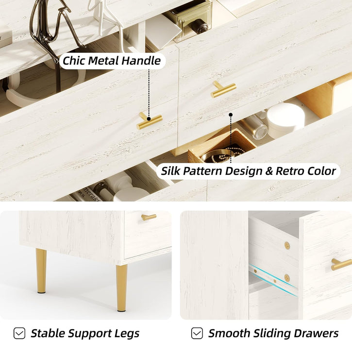 6 Drawer Dresser for Bedroom, 47" Wide Large Storage Chest of Drawers