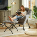 Dark Grey Foldable Ottoman Lounge Armchair Footrest