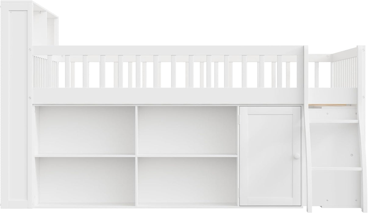 Queen Size Loft Bed Integrated LEDLighting Headboard