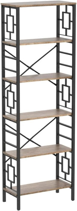 Six Tier Tall Bookcase Chestnut Brown ReinforcedSteel