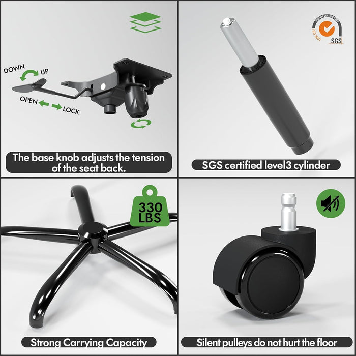 Office Chair: 330LBS Mesh Ergonomic Desk Chair Comfy with 3D Lumbar& Swivel