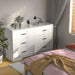 White 6-Drawer Dresser with Power Outlets