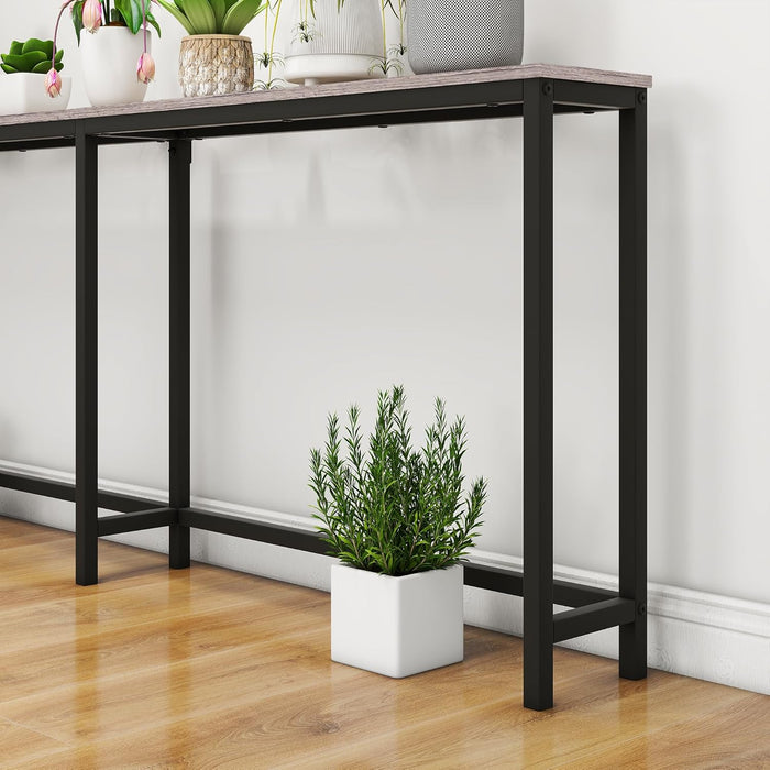 Sofa Tables Console Table with USB Ports,Behind Couch Table with Oulets & USB Ports,Narrow Entryway Table, Skinny Hallway Tables,Grey