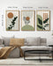 Boho Plant Wall Art Green Botanical Bohemain Framed Wall Printing 24X36In Abstract Canvas Prints with Leaf & Sun Lines Bedroom Living Room Decor - Natural Framed