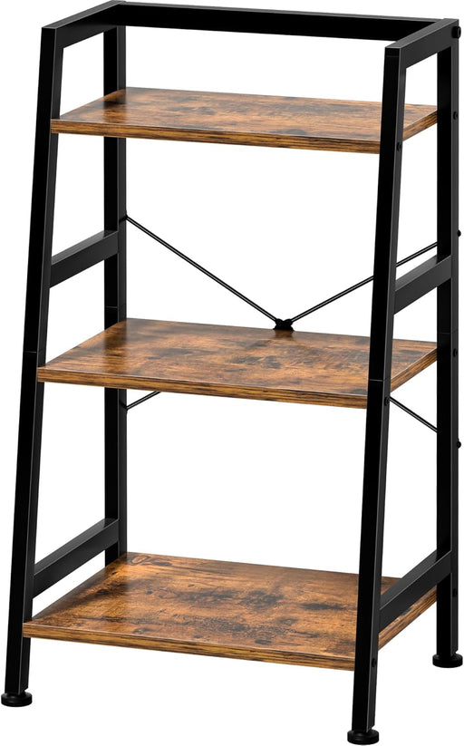 Three Tier Industrial Bookcase Rustic Brown Finish