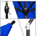 9' round Aluminum Market Umbrella, Crank Lift, Push Button Tilt, Black Pole, Sunbrella Pacific Blue