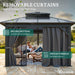 10X10Ft Gazebo Polycarbonate Hardtop Double Roof Canopy Outdoor with Netting and Shaded Curtains, Metal Frame Garden Tent for Patio, Backyard, Deck and Lawns, Grey
