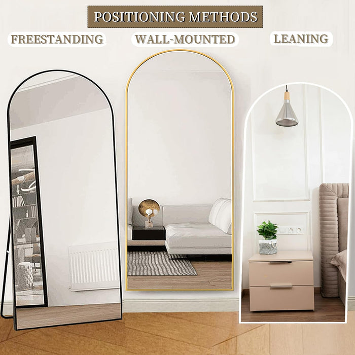 Arched Full Length Mirror 76"X34" Large Floor Full Body Mirror, Black