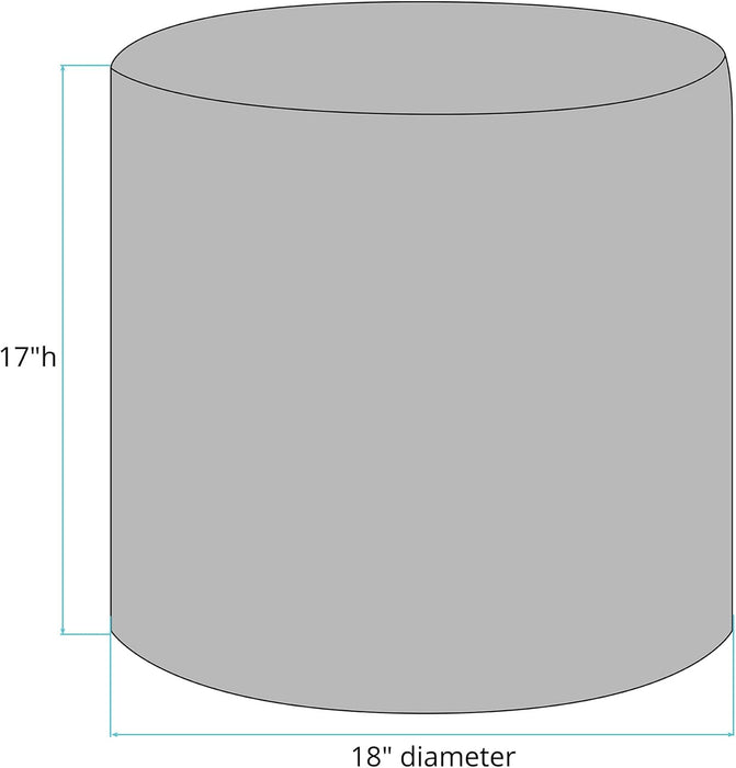 Howard Elliott No Tip Cylinder Patio Ottoman with Cover, Leather Side Table, Footstool & Seating Circular Ottoman Footrest for Living Room, Office and Bedroom, 18 X 18 Inch, Sterling Breeze