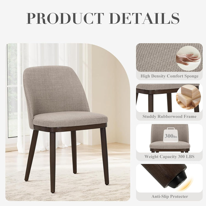 Upholstered Dining Chairs Set of 4, Modern Dining Room Chairs, Fabric Kitchen Chairs with Wood Legs, Camel