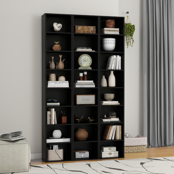 8 Tier Storage Shelf Bookcase, Slim Organizer Shelves Cabinet Tall Narrow Media Tower Rack Display Bookshelf for Home Office (Black)