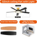 52 Inch Ceiling Fans with Lights and Remote,Ultra Silent Low Profile Ceiling Fan with Three Color Temperature and Dimmable Light with Reversible Blades Black Gold