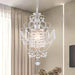 Modern Mini Chandelier,White Retro Crystal Light Fixtures Ceiling Mount 1 Light Small Crystal Chandeliers for Bedroom Elegant Hanging Lighting for Girls Room Dining Room Closet Kitchen Island