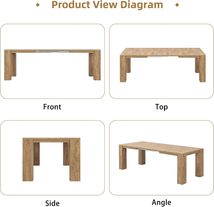 Extendable Dining Tables for 4-10, Modern Farmhouse Kitchen Table