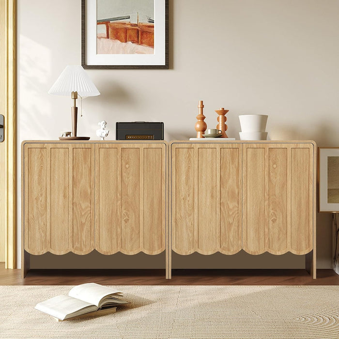 Natural Woodgrain Two Door Adjustable Sideboard Cabinet