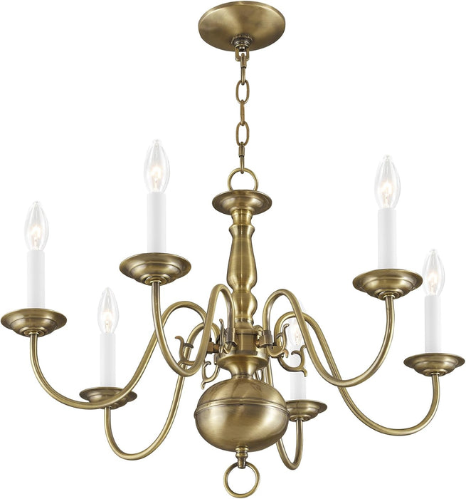 Lighting 5006-01 Williamsburgh 6 Light Antique Brass Chandelier