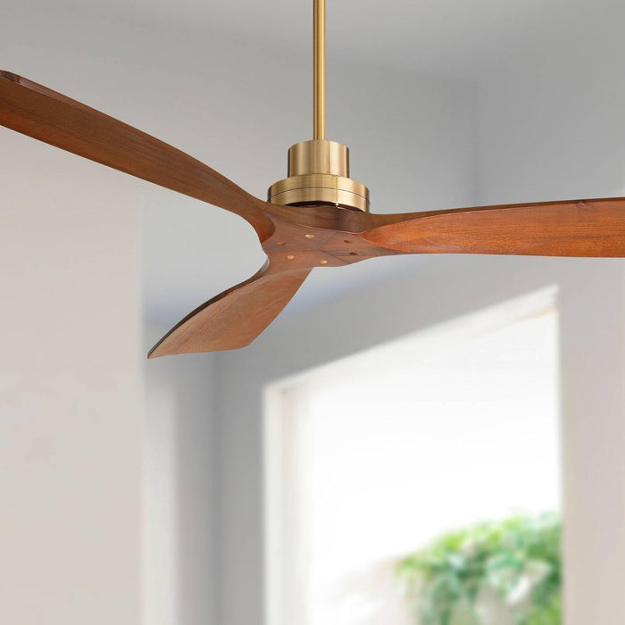 Contemporary Hardwood Ceiling Fan Featuring Soft Brass