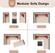 6 Pieces Patio Furniture Set Outdoor Couch Wicker Sectional Sofa, Beige