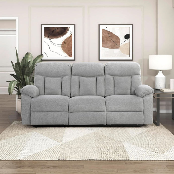 Mnul Double Recliner Couch for Living Room, Chenille Fbric Upholstered Reclining Sof, Home Theter Seting, Esy ssembly, Recliner Couch, Gry