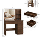 Walnut Multifunctional Vanity Desk With LED Illumination