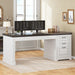 Office Desk with 3 Drawers, 55" Executive Computer Desk with Storage Drawers, Farmhouse Desk with Power Outlet for Home Office, White