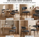 Dining Chairs Set of 4, Modern Bouclé Fabric Upholstered Kitchen & Dining Room Chairs with Ergonomic Back, Walnut Wood-Grain Metal Legs, Dark Gray