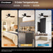 30 Inch Ceiling Fans with Lights and Remote, Bedroom Living Room Office, Flush Mount, 3CCT Dimmable, Dual Color 3 Blades 6 Speed Reversible Quiet DC Motor, Black/Wood Grain