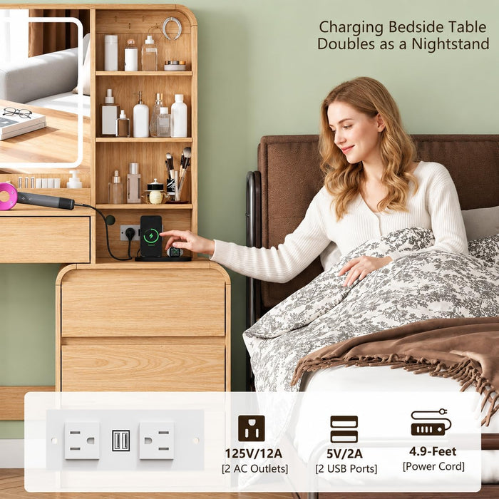 Large 62'' Makeup Vanity Desk with Mirror and Lights,Charging Station | Vanity with 8 Drawers, 6 Shelves, Smart LED Mirror, 3 Light Modes, Charging Hub, Stable Base, Spacious Storage