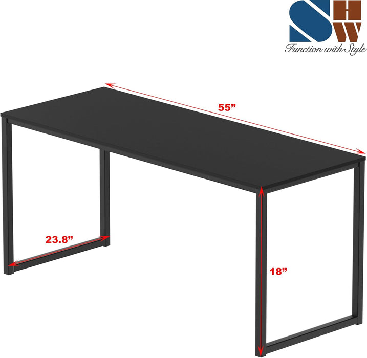 55 Inch Black Computer Desk PowderCoatedSteel Frame